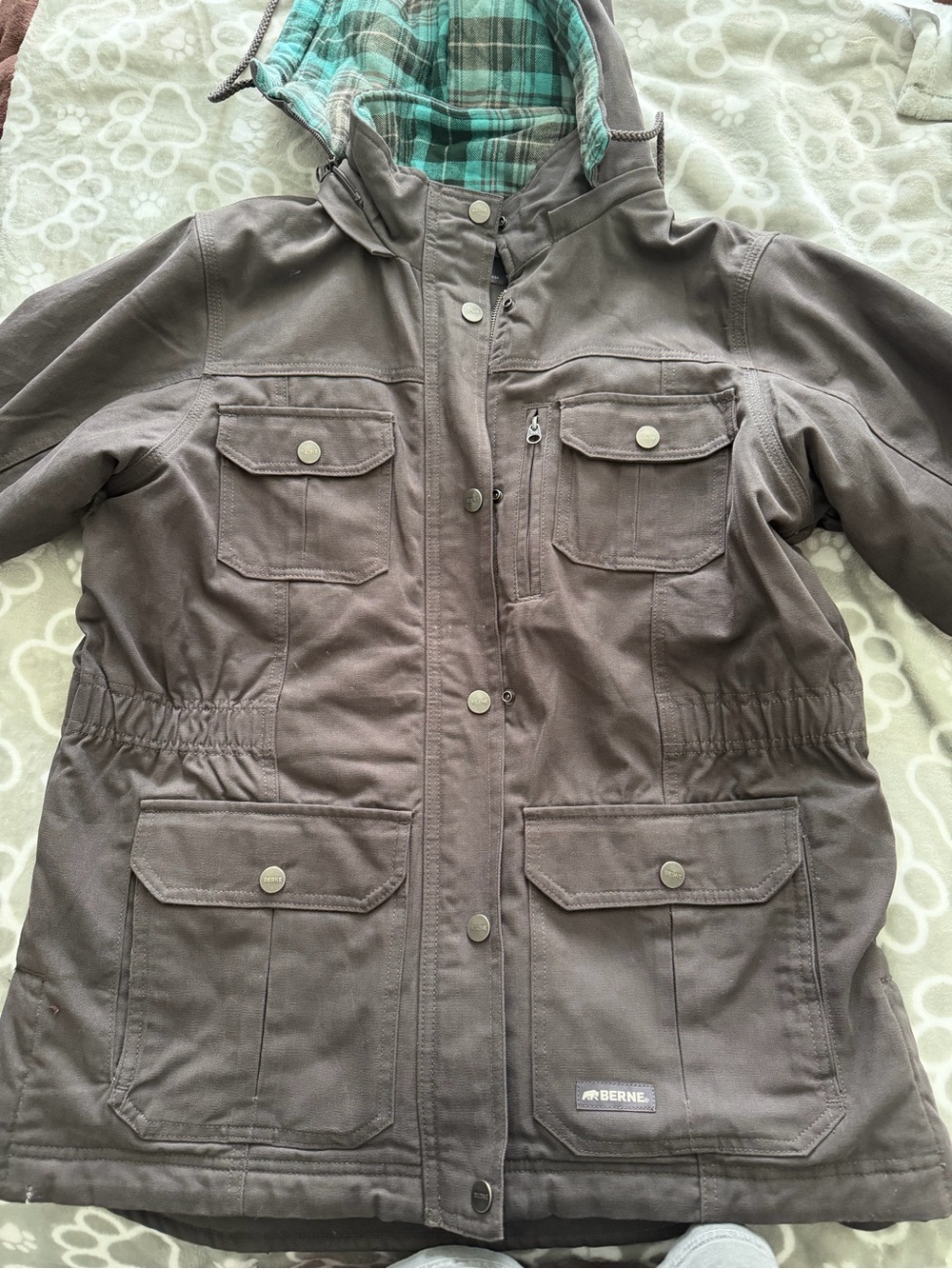 Berne Women's Hooded Utility Jacket in Dark Brown